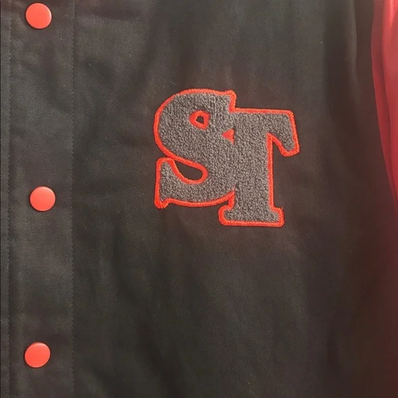 Stranger Things Hawkins Demogorgons Red Black Varsity Jacket BlackMilk Unisex S - Picture 6 of 12